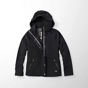 Abercrombie technical Rain jacket water + wind resistant black small